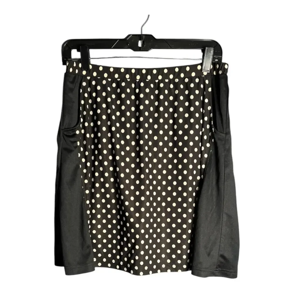 Monterey Club Black and White Polka Dot Pull On Skort With Pockets Large
